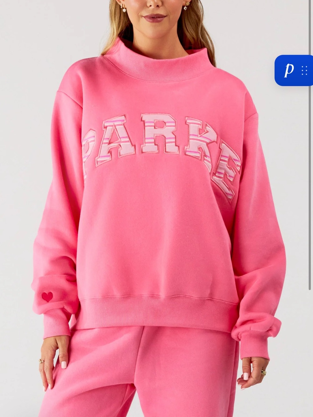 Parke Pink Collegiate Mock-Neck compassion Sweatshirt - L/XL